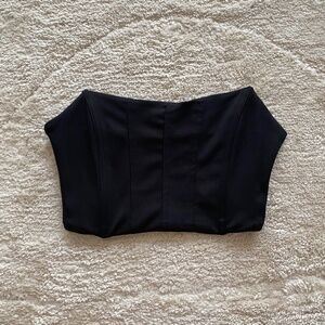 Black Cropped Corset Strapless Top